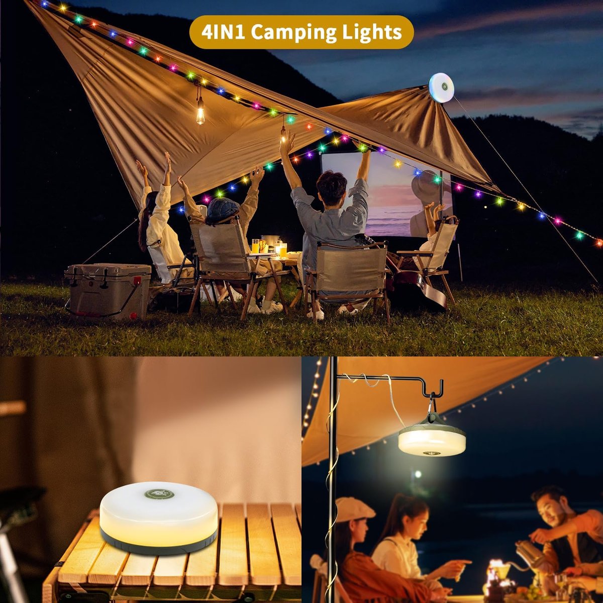 50% Rabatt|GlowMate™ – 4-in-1 Campinglicht mit RGB-Lichterkette & Powerbank