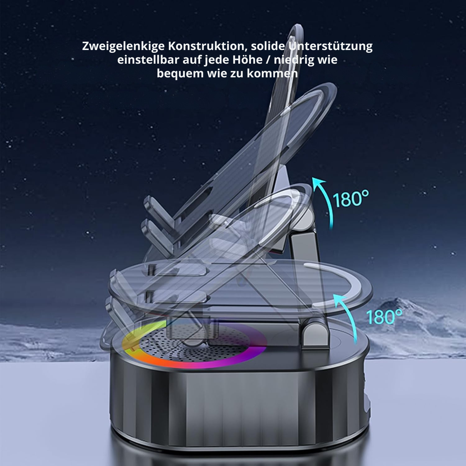 ZenCharge Hub – 3-in 1 Drahtloser Ladegerät, Automatischer Handyhalter & Lautsprecher