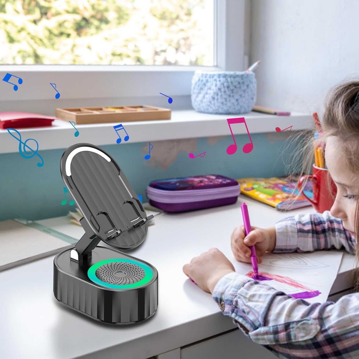 ZenCharge Hub – 3-in 1 Drahtloser Ladegerät, Automatischer Handyhalter & Lautsprecher