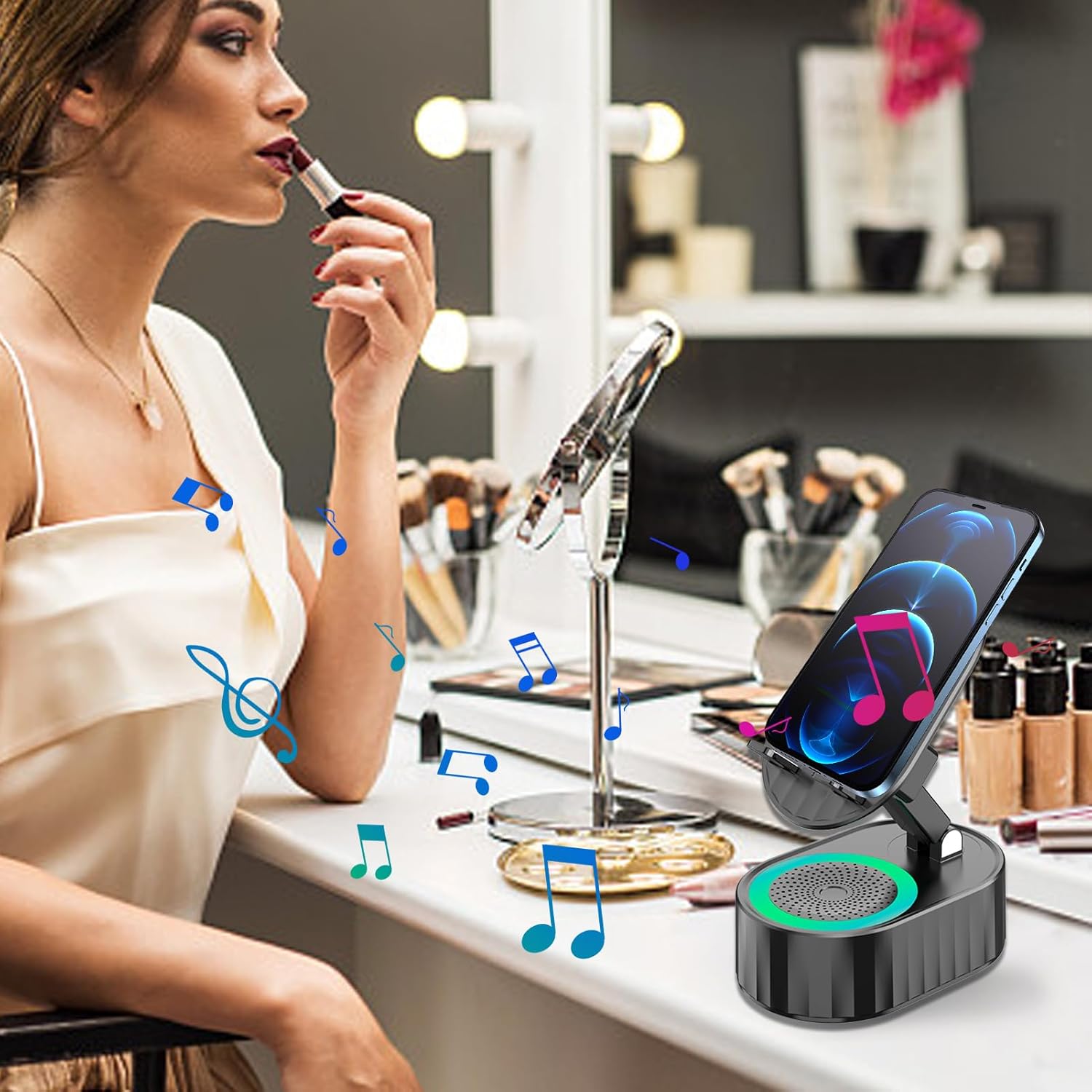 ZenCharge Hub – 3-in 1 Drahtloser Ladegerät, Automatischer Handyhalter & Lautsprecher