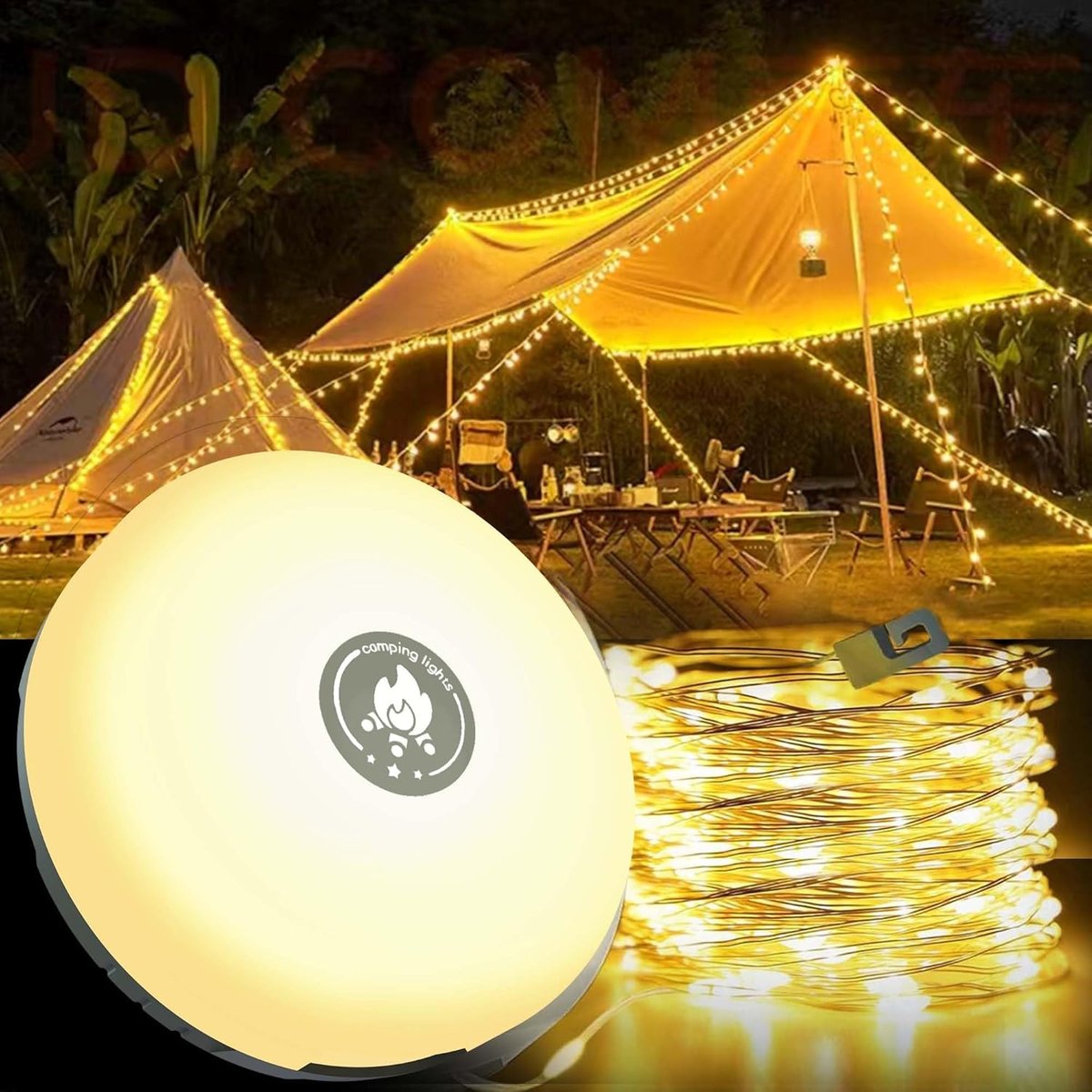 50% Rabatt|GlowMate™ – 4-in-1 Campinglicht mit RGB-Lichterkette & Powerbank