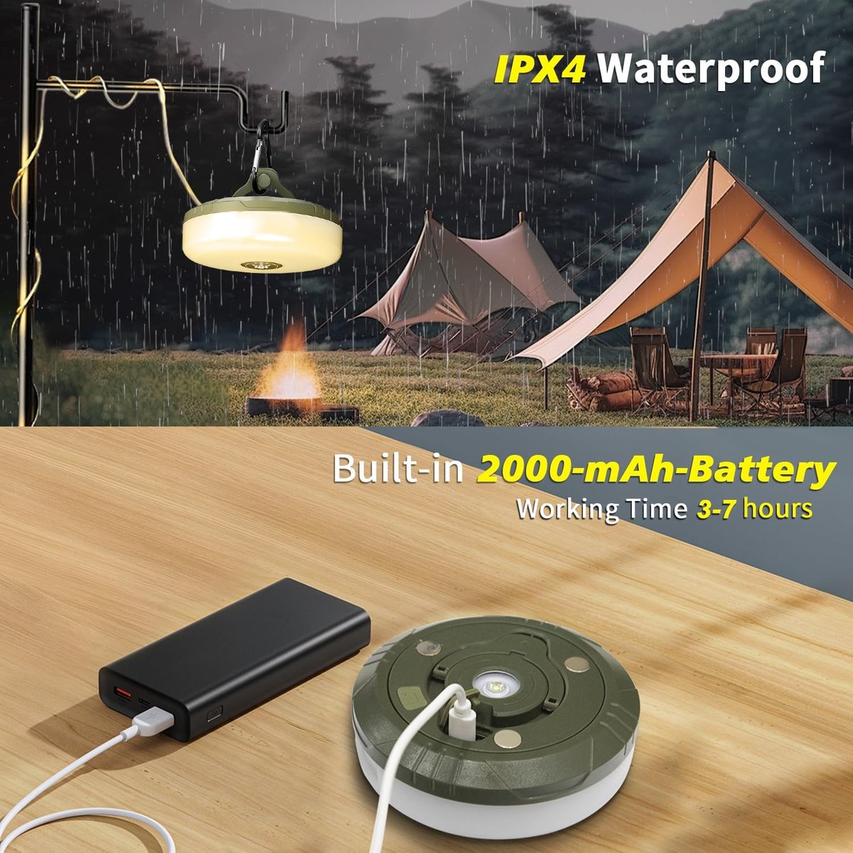 50% Rabatt|GlowMate™ – 4-in-1 Campinglicht mit RGB-Lichterkette & Powerbank