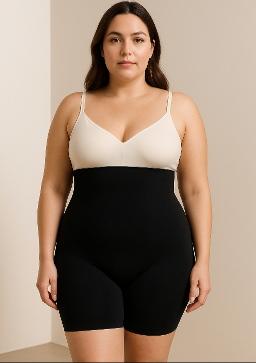 SlimShape™ Shapewear Schwarz – Plus Size Figurformend mit hoher Taille, nahtlos & komfortabel
